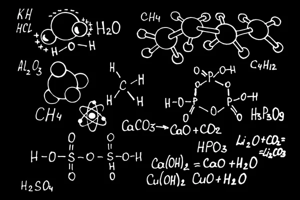 Wzór chemiczny na tablicy. Tło wektor edukacji. — Wektor stockowy