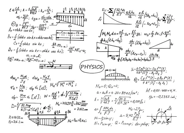 Thema Physik Retro Bildung Und Wissenschaftlicher Hintergrund Wissenschaftliche Erkenntnisse Formeln — Stockvektor