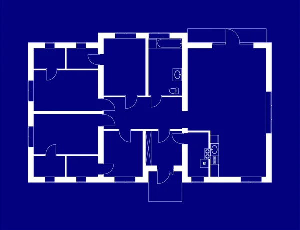 Pianta Appartamento Moderno Progetto Vettoriale Tuo Design Contesto Architettonico — Vettoriale Stock