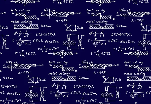 Antecedentes Con Fórmulas Ecuaciones Físicas Materiales Soldadura Metal Plano Vintage — Archivo Imágenes Vectoriales