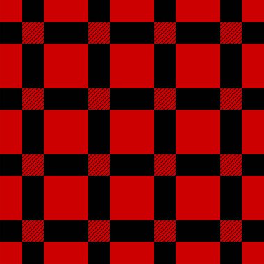 Ekose desenli vektör. Kırmızı ve siyah tekstil arkaplanı.