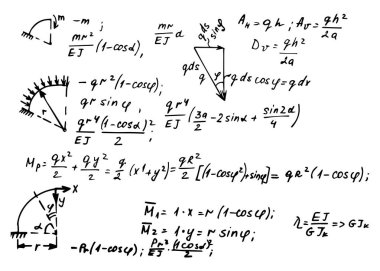 Geçmişe dönük eğitim ve bilimsel geçmiş. Trigonometri hukuku teorisi ve beyaz tahtada matematiksel formül denklemi. Vektör el çizimi illüstrasyon.