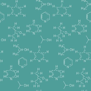 Kimyasal formül ve şema tahtada. Vektör kusursuz desen. Eğitim geçmişi.