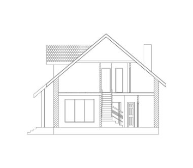 Modern mimari arka plan. Çapraz kesit. Vektör çizimi. 10 puan..