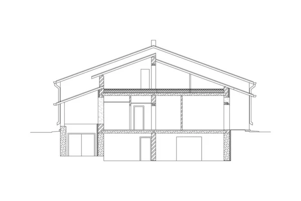 Antecedentes Arquitetônicos Modernos Cross Section Casa Suburbana Plano Vetores — Vetor de Stock