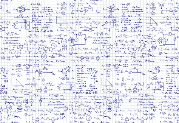 Física Engenharia Electrónica Matemática Equações Cálculos Escrita Manual Sem Fim — Vetor de Stock