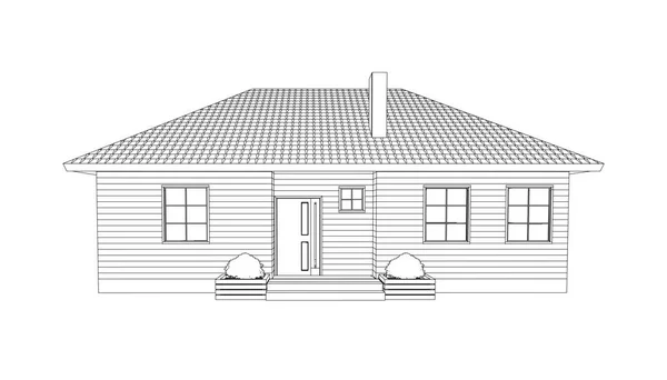 Croquis Maison Banlieue Ligne Noire Modèle Isolé Sur Fond Blanc — Image vectorielle