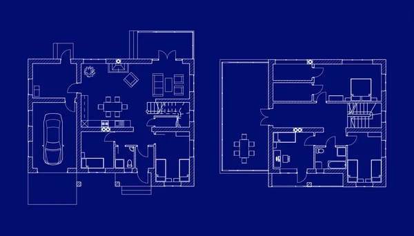 Ritningar Över Ett Förorts Planritningar Vektor Illustration — Stock vektor