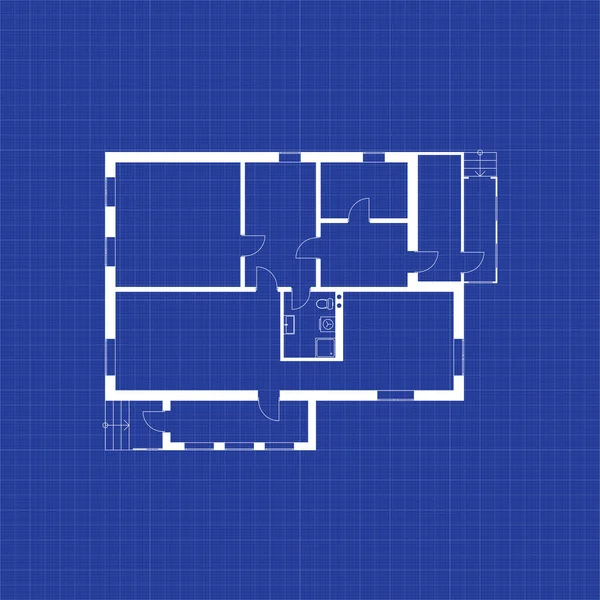 Grafik Kağıdının Üzerinde Modern Bir Dairenin Planı Vektör Taslağı Mimari — Stok Vektör