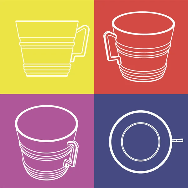 Kaffeetasse Und Teetasse Icon Set Vorhanden Vektorfarbige Illustration Pop Art — Stockvektor