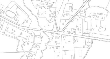 Şehir ve nehir planının bir parçası. Tasarımınız için vektör soyut topografik haritası.
