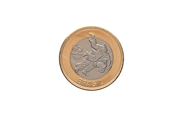 Jogos Olímpicos moeda brasileira comemorativa — Fotografia de Stock
