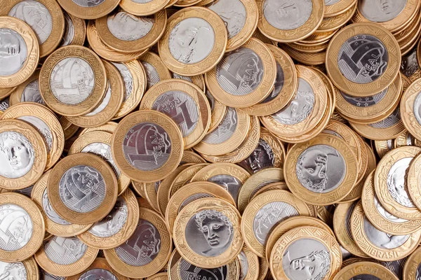Brasileño 1 monedas reales — Foto de Stock