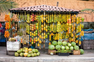 Amazonic traditional fruits on road shop clipart