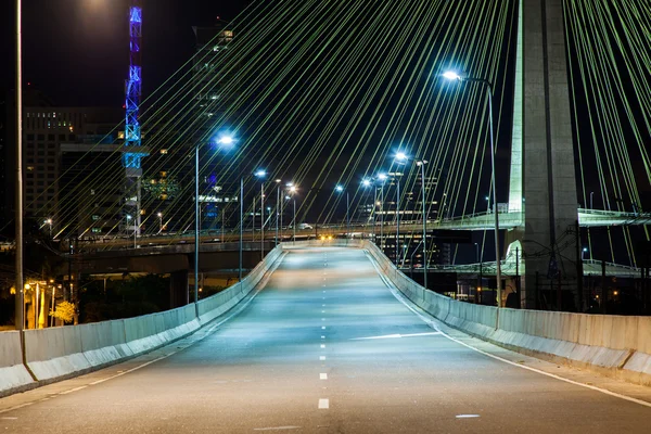 Empty avenue - cable stayed bridge in Sao Paulo - Brazil - at ni