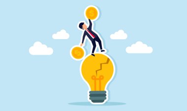 Bozuk para taşıyan işadamı, başarısız iş fikirleri ve yenilikçilik yüzünden başarısız olan karının neredeyse ampulünden düşüyordu.