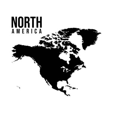 Kuzey Amerika haritası beyaz arka planda izole edilmiş. Detaylı. Vektör illüstrasyonu