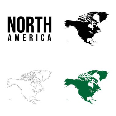 Kuzey Amerika, web sitesi düzeni, raporları, yıllık bilgi grafikleri, dünya çapında seyahat ve harita arkaplanı için beyaz arka planda izole edildi