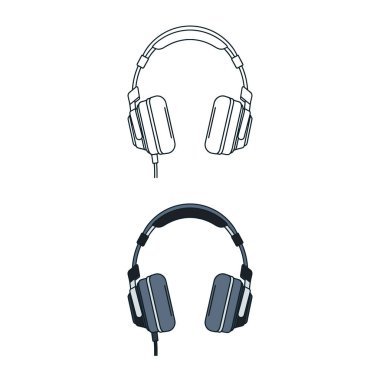 Kulaklık simgesi düz vektör. Beyaz arkaplanda oyuncu kulaklığı