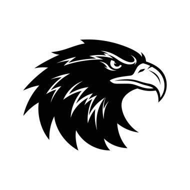 Cesur bir siyah vektör baş maskotu, özgürlüğün vahşi bir sembolü, bir siluet Eagle Heads vektör çizimi.