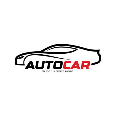 Beyaz arkaplanda Otomobil Siyah Beyaz Vektör Logo Şablonu