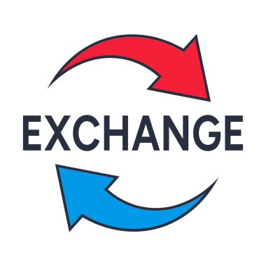 Logo, simge, kırmızı ve mavi oklar sembollü çıkartma