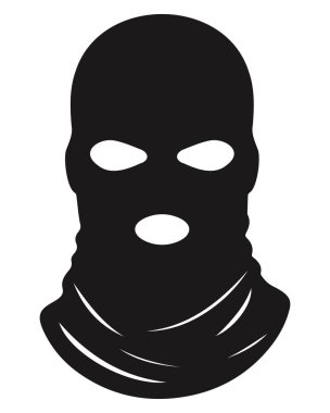 Kara Terörist kar maskesi simgesi, logo, etiket vektör şablonu