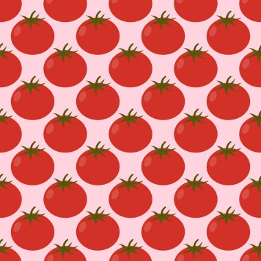 Pembe arkaplandaki kırmızı domatesler Kusursuz Kalıp vektör çizimi