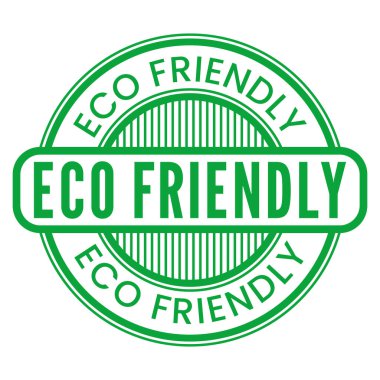 Yeşil Çevre dostu izole pul, etiket, imza vektör illüstrasyonu