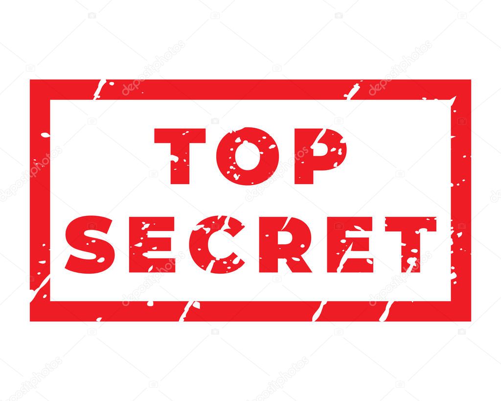 Red Top Secret isolated stamp, sticker, banner with grunge vector illustration