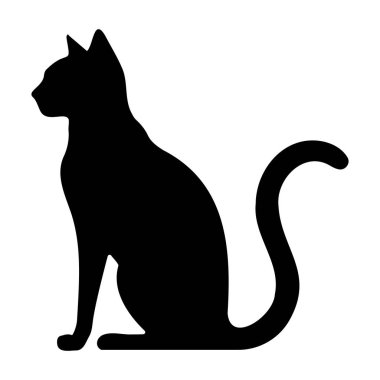 Beyaz arkaplan vektör şablonunda Siyah Kedi silueti