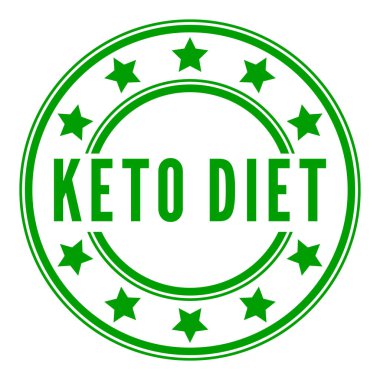 Yeşil Keto Diyeti izole edilmiş yuvarlak pul, etiket, Stars vektör illüstrasyonlu etiket
