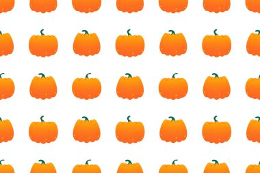 Beyaz arkaplanda turuncu kabaklar Kusursuz Desen vektör resimlemesi
