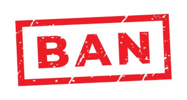 Kırmızı Yasaklama izole damgası, çıkartma, grunge vektör illüstrasyonlu başlık