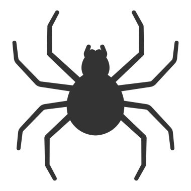 Beyaz arkaplan vektör illüstrasyonunda Koyu Gri Örümcek Silueti