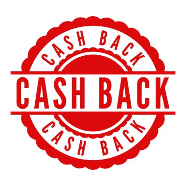 Kırmızı Nakit Geri İzole edilmiş kauçuk damga, çıkartma, imza vektör illüstrasyonu