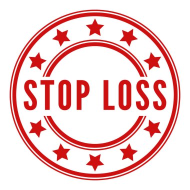 Kırmızı Durak Kayıpları izole edilmiş yuvarlak pul, etiket, Stars vektör illüstrasyonuyla imzala