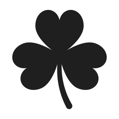 Siyah Siluet Üç Yaprak İpucu simgesi izole edildi, beyaz arkaplan vektör şablonu üzerinde