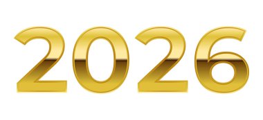 Altın 2026 Yeni Yıl Logo karşılama tarihi vektör şablonu