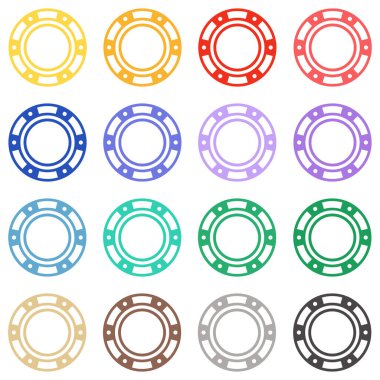Çok renkli Casino Chips simge vektör şablonu