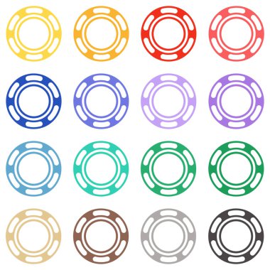 Çok renkli Casino Chips simge vektör şablonu