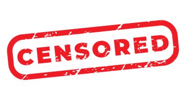 Kırmızı sansürlenmiş grunge damgası, çıkartma, imza vektör illüstrasyonu