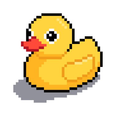 Beyaz arkaplan vektör illüstrasyonunda Piksel Sarı Lastik Ördek