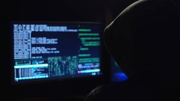 Çalışan bir hacker erkeğin — Stok video