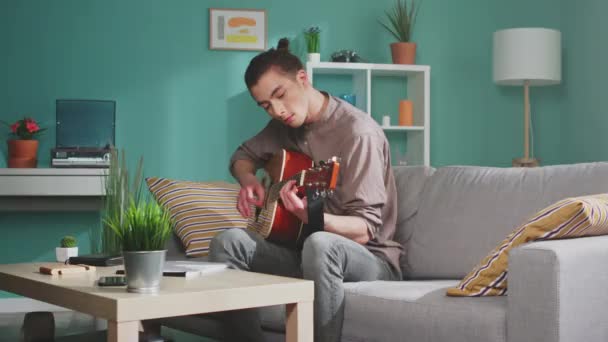 Man Freelancer Is Composing Music — Stock Video