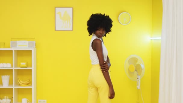 Femme noire mannequin posant sur la caméra — Video