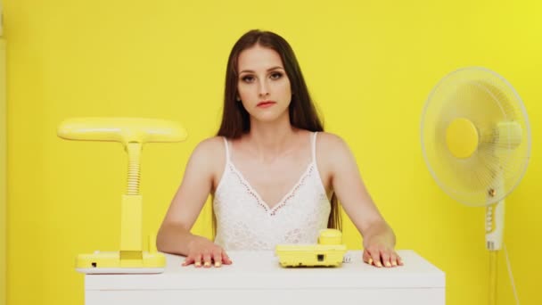 Woman Is Sitting At Workplace — Stock Video