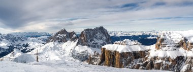The Charming Dolomite Alps - view of Dolomites from Passo Pordoi viewpoint. clipart