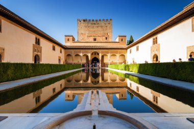Arhitectural complex of Generalife gardens, Granada, Andalusia province, Spain. clipart
