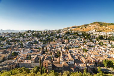 Güneşli görünümünden bakış Bahçe Generalife, Andalusia Eyaleti, İspanya Granada.